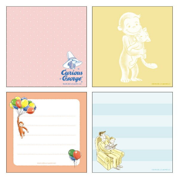 おさるのジョージ メモパッド・スクエア（hat） 文具 日本製