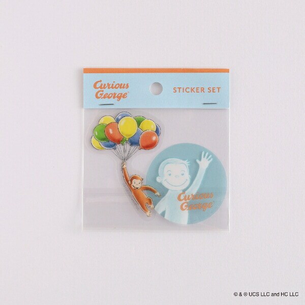 おさるのジョージ クリアステッカー（balloon） 文具 日本製