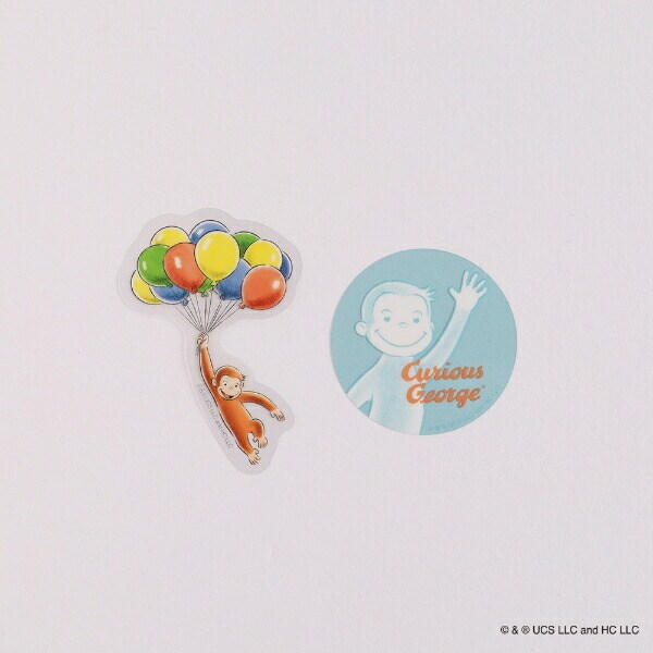 おさるのジョージ クリアステッカー（balloon） 文具 日本製