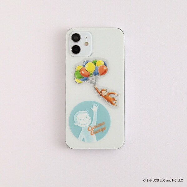 おさるのジョージ クリアステッカー（balloon） 文具 日本製