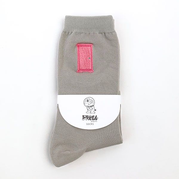 ドラえもん 刺繍靴下 どこでもドア グレー 靴下 ルーム用品 ソックス