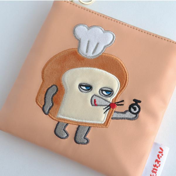 パンどろぼう ボア刺繍ポーチ（ピンク）