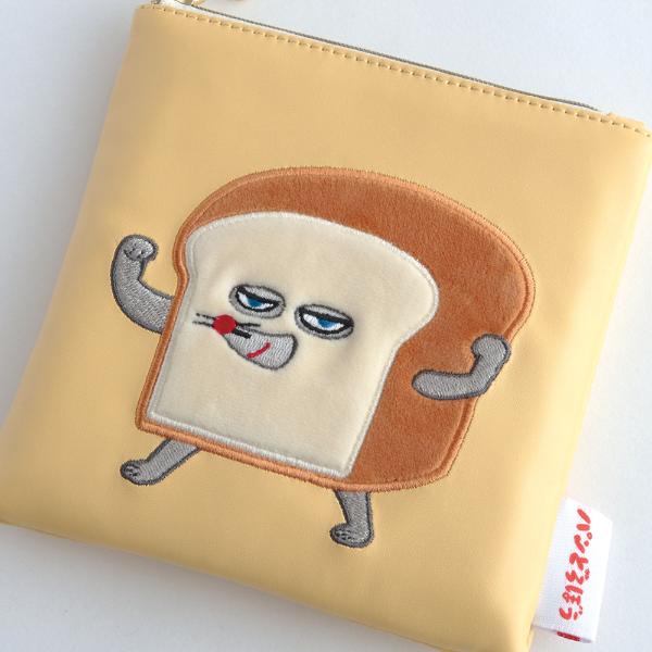 パンどろぼう ボア刺繍ポーチ（イエロー）