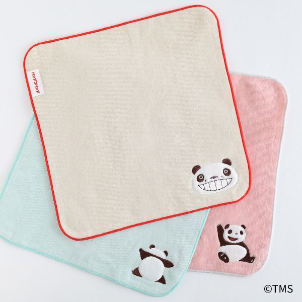 パンダコパンダ ボア刺繍ハンカチ（ベージュ） ミニタオル