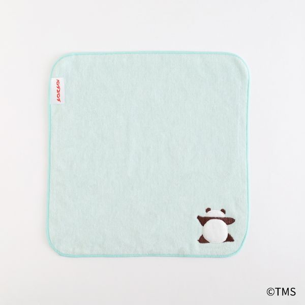 パンダコパンダ ボア刺繍ハンカチ（グリーン） ミニタオル