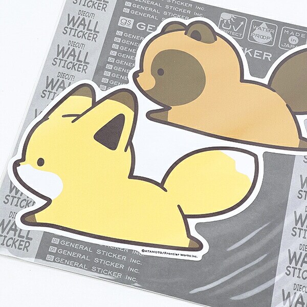 タヌキとキツネ お散歩 ビッグウォールステッカー 日本製