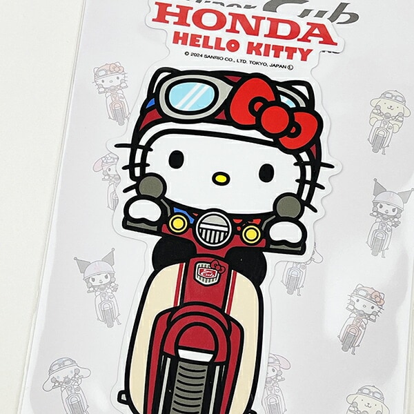 サンリオ ハローキティ×HONDA ビッグサイズステッカー (スーパーカブ) カー用品 日本製 Sanrio