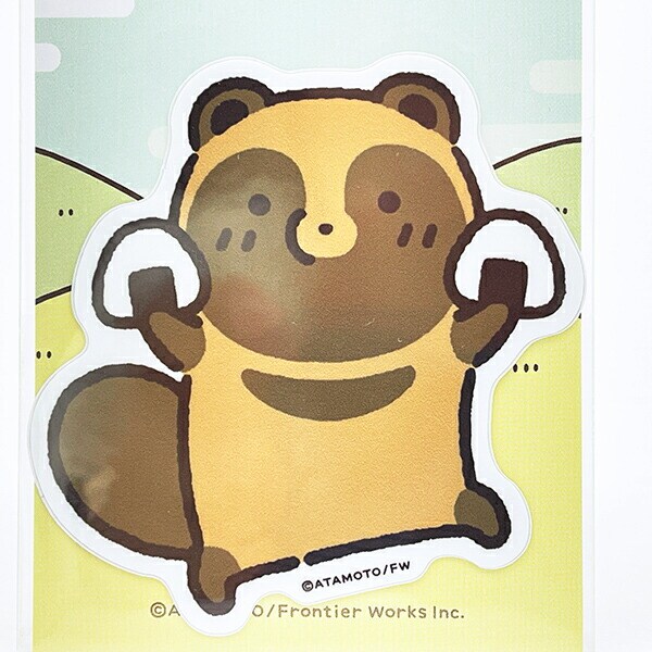 タヌキとキツネ おにぎり ダイカットビニールステッカー 日本製