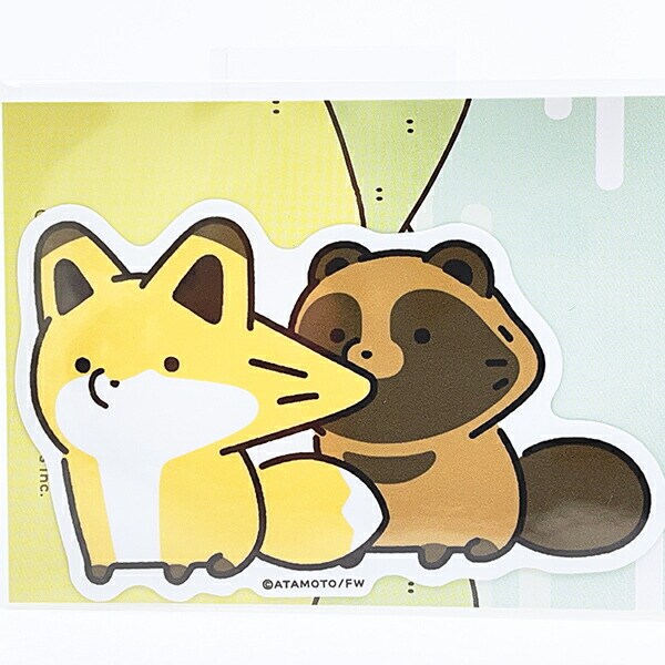 タヌキとキツネ なかよし ダイカットビニールステッカー 日本製