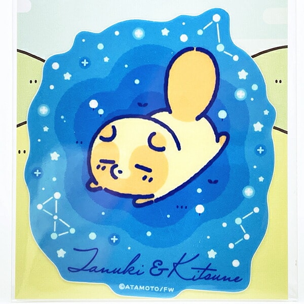 タヌキとキツネ タヌキ クリアステッカー 日本製