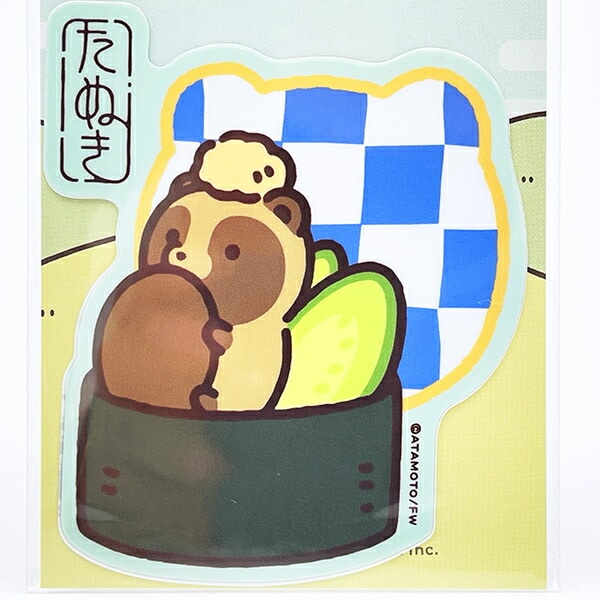 タヌキとキツネ 軍艦巻きタヌキ ダイカットビニールステッカー 日本製