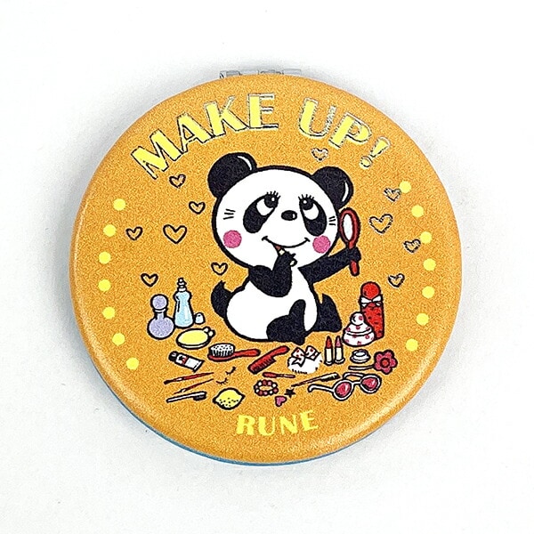 内藤ルネ ミラー ラウンド パンダ 鏡 折りたたみミラー ポケット 化粧直し 身だしなみ
