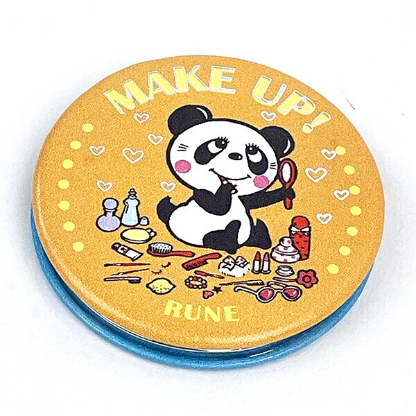 内藤ルネ ミラー ラウンド パンダ 鏡 折りたたみミラー ポケット 化粧直し 身だしなみ