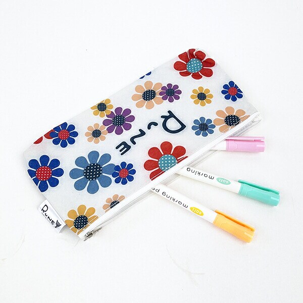 内藤ルネ ペンポーチ サンフラワー ホワイト ペンケース 筆箱 化粧ポーチ