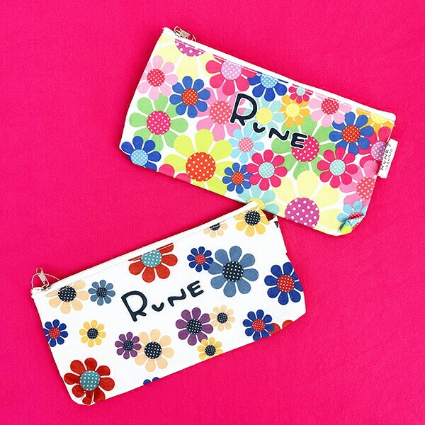 内藤ルネ ペンポーチ サンフラワー ホワイト ペンケース 筆箱 化粧ポーチ