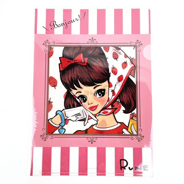 内藤ルネ A4クリアファイル イチゴスカーフ 文具 書類