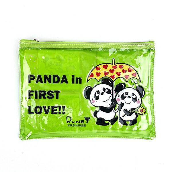 内藤ルネ ビニールポーチ PANDA 小物入れ 化粧ポーチ ペンポーチ クリア素材