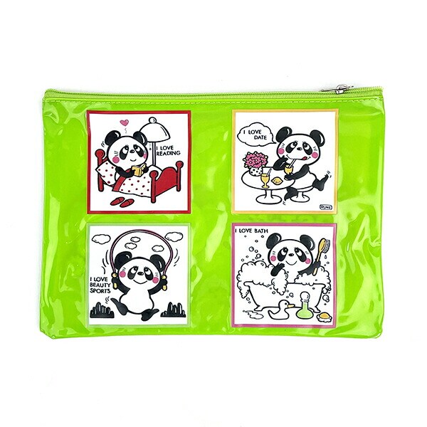 内藤ルネ ビニールポーチ PANDA 小物入れ 化粧ポーチ ペンポーチ クリア素材