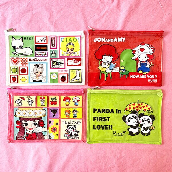 内藤ルネ ビニールポーチ PANDA2 小物入れ 化粧ポーチ ペンポーチ クリア素材