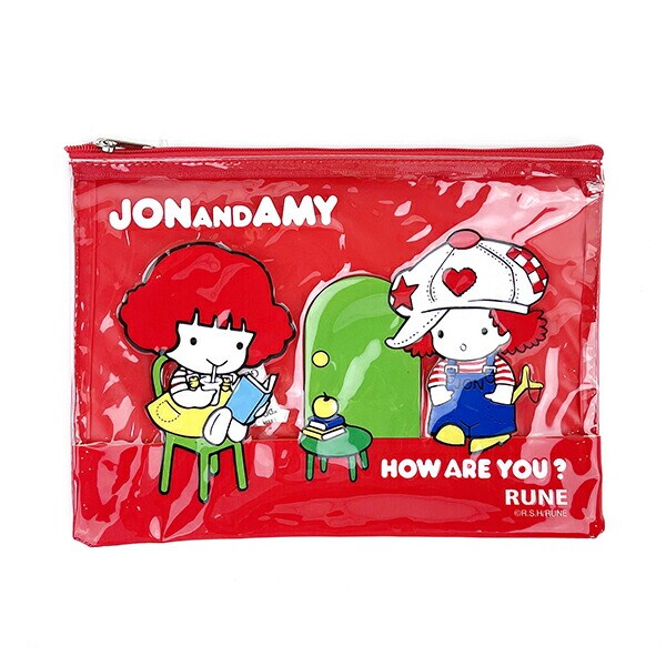 内藤ルネ ビニールポーチ JON&AMY 小物入れ 化粧ポーチ ペンポーチ クリア素材