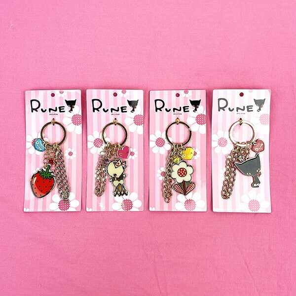 内藤ルネ チャーム フラワーホワイト キーホルダー バッグチャーム