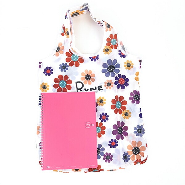 内藤ルネ エコバッグ サンフラワー ホワイト 折りたたみバッグ 買い物袋 マルシェバッグ