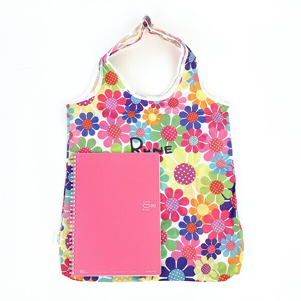 内藤ルネ エコバッグ サンフラワー カラフル 折りたたみバッグ 買い物袋 マルシェバッグ