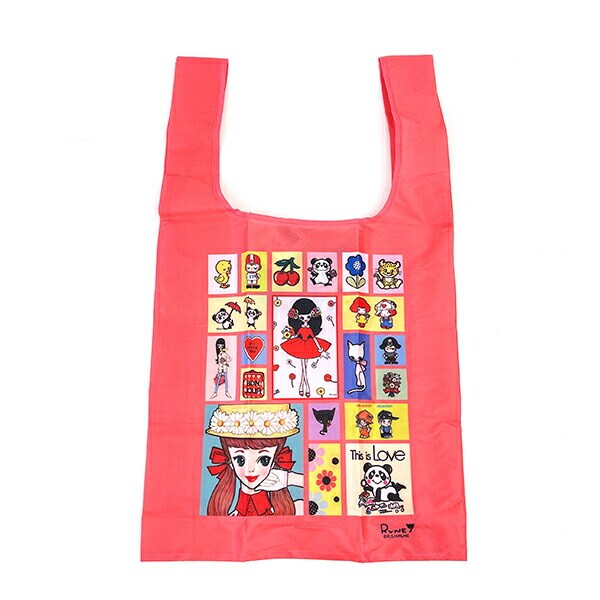 内藤ルネ エコバッグ  L マルチ 折りたたみバッグ 買い物袋 マルシェバッグ