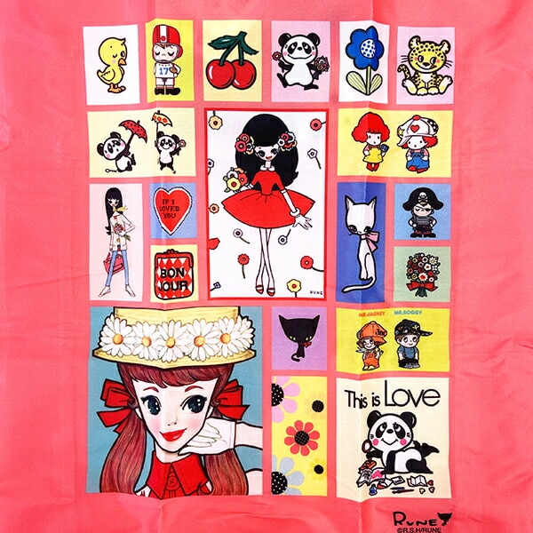 内藤ルネ エコバッグ  L マルチ 折りたたみバッグ 買い物袋 マルシェバッグ