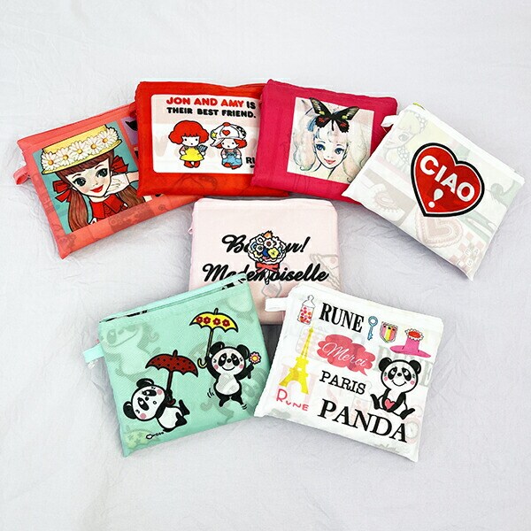 内藤ルネ エコバッグ  L マルチ 折りたたみバッグ 買い物袋 マルシェバッグ