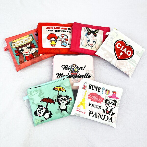 内藤ルネ エコバッグ  L JONANDAMY 折りたたみバッグ 買い物袋 マルシェバッグ