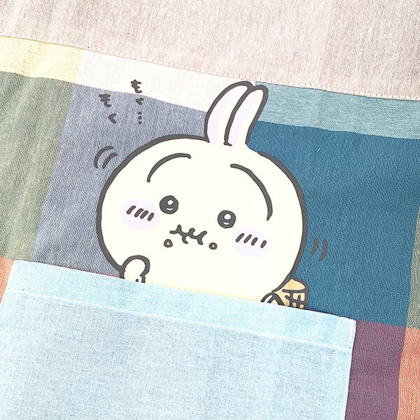 ちいかわ エプロン チェック 切替タブリエエプロン ハチワレ うさぎ 家事 保育園 幼稚園