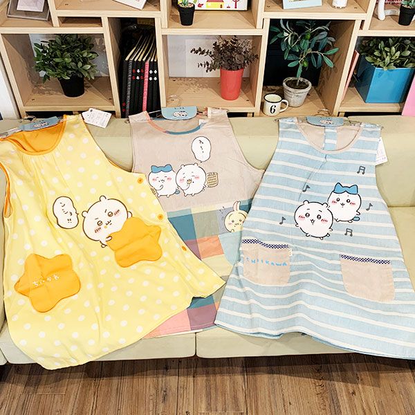 ちいかわ エプロン チェック 切替タブリエエプロン ハチワレ うさぎ 家事 保育園 幼稚園