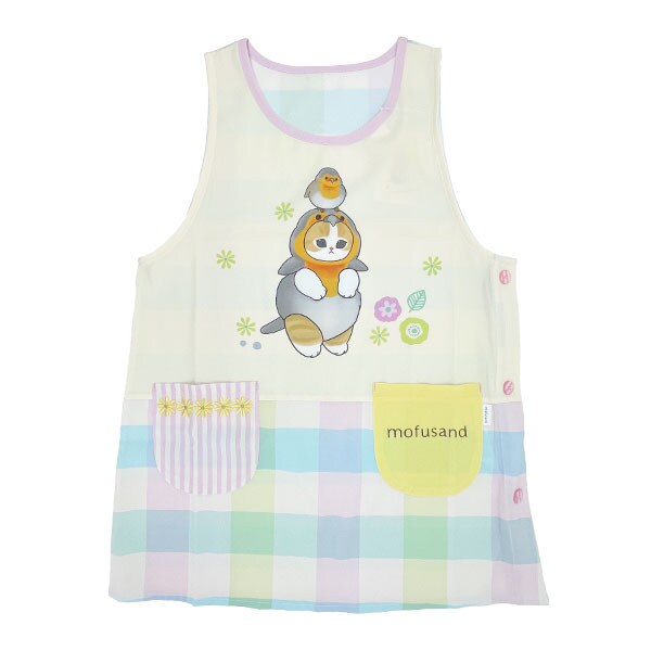 モフサンド (コトリにゃんとことり) チェック切替エプロン キッチン アパレル mofusand