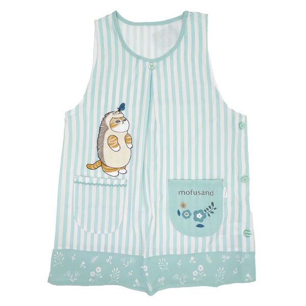 モフサンド (ハリネズミにゃんとちょうちょ) ストライブエプロン キッチン アパレル mofusand