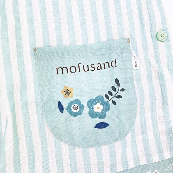 モフサンド (ハリネズミにゃんとちょうちょ) ストライブエプロン キッチン アパレル mofusand