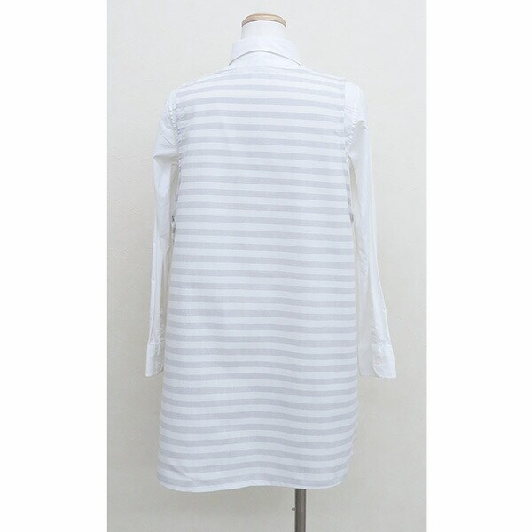 可愛い嘘のカワウソ ボーダータブリエ グレー エプロン 割烹着 キッチン ランチ