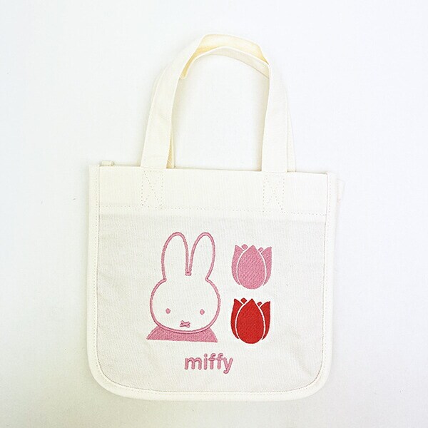 ミッフィー miffy 刺繍ミニトートバッグ strawberry&tulipシリーズ