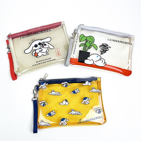 サンリオ シナモン アイシナモロール フラットポーチ  アイボリー 小物入れ 化粧品入れ
