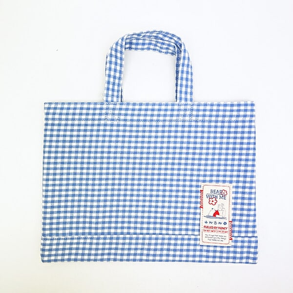 ディズニー くまのプーさん ミニレッスントートバッグ ブルー ギンガムチェック ランチ Disney
