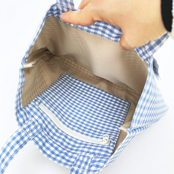 ディズニー くまのプーさん ミニレッスントートバッグ ブルー ギンガムチェック ランチ Disney