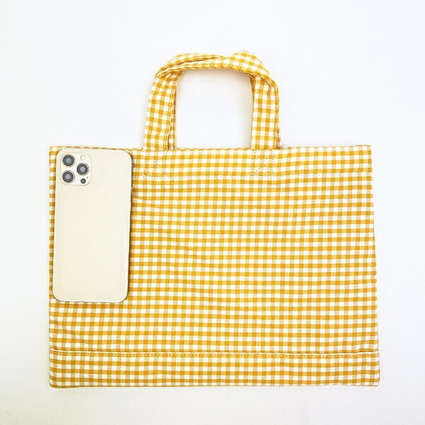 ディズニー くまのプーさん ミニレッスントートバッグ イエロー ギンガムチェック ランチ Disney
