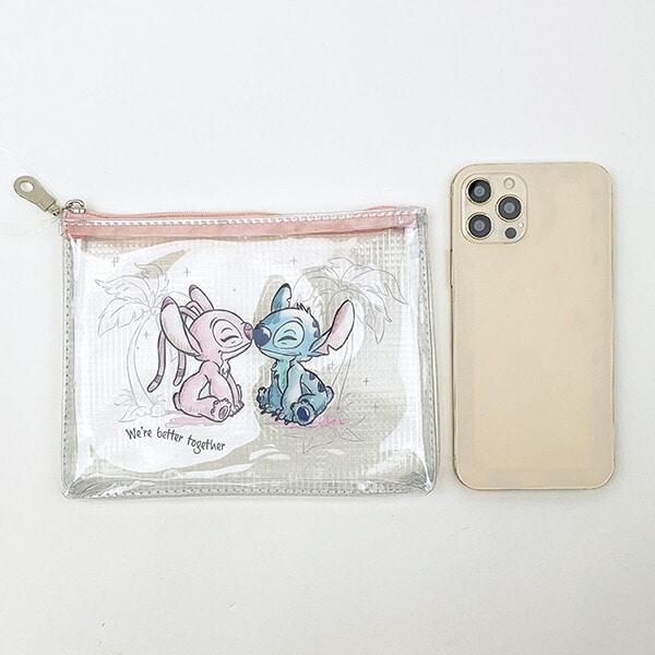 ディズニー スティッチ＆エンジェル 水彩 PVCクリアポーチ Disney