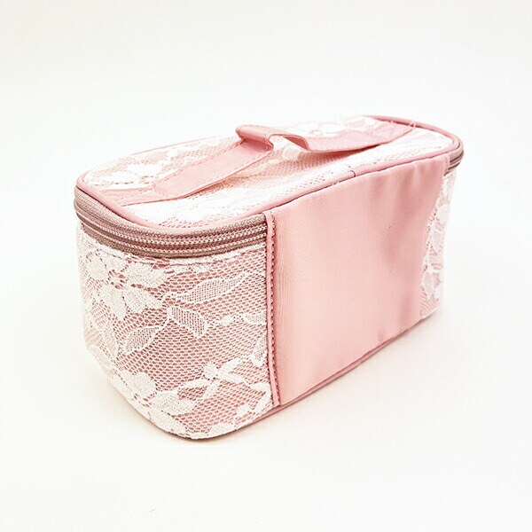 モフサンド mofusand バニティーポーチ レース×刺繍 コスメポーチ ピンク