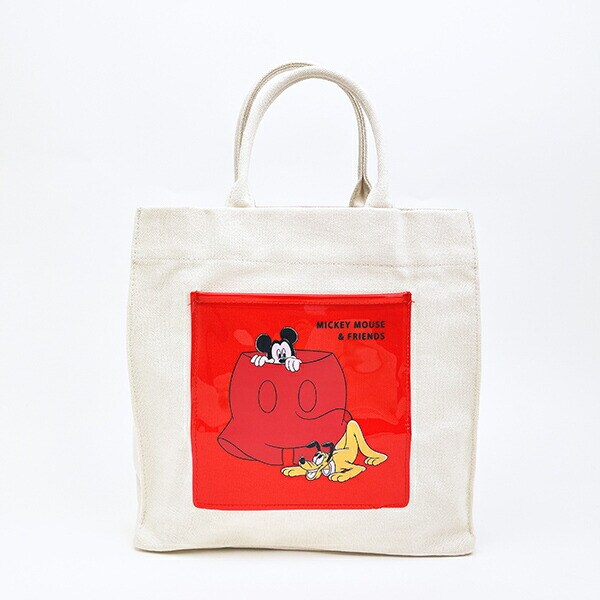 ディズニー ミッキー&プルート トートバッグ レッド CATCH ME シリーズ Disney