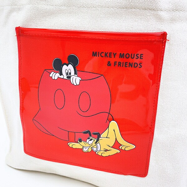 ディズニー ミッキー&プルート トートバッグ レッド CATCH ME シリーズ Disney