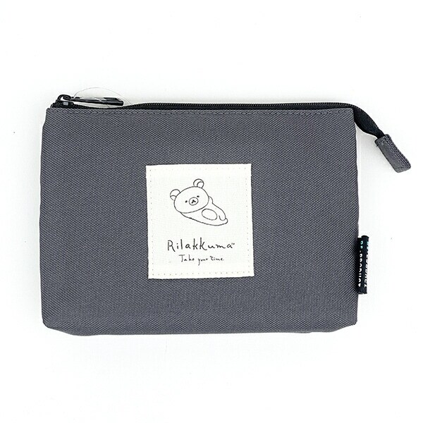 リラックマ 3ポケットポーチ3 RE-PET チャコールグレイ Drawing ポーチ 小物入れ 化粧品入れ