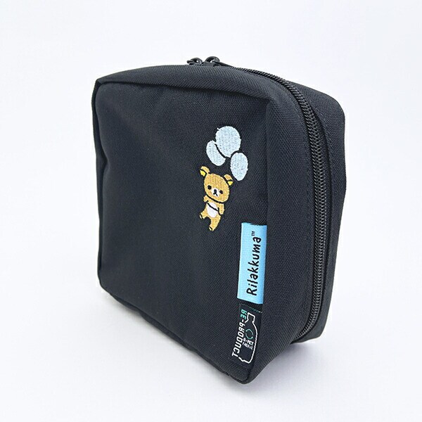 リラックマ RE-PET スタンドポーチ  ふわっと風船 ブラック