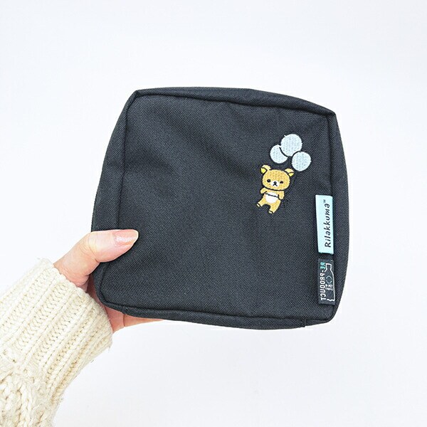 リラックマ RE-PET スタンドポーチ  ふわっと風船 ブラック