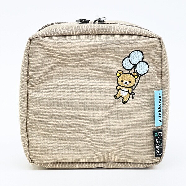 リラックマ RE-PET スタンドポーチ  ふわっと風船 ベージュ